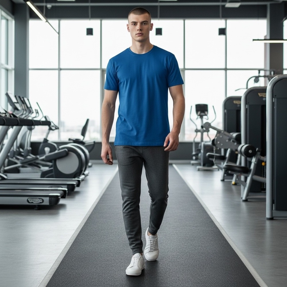 Gymshark Mens Blue Acid‎ Wash Performance Training T-Shirt Small Slim Fit